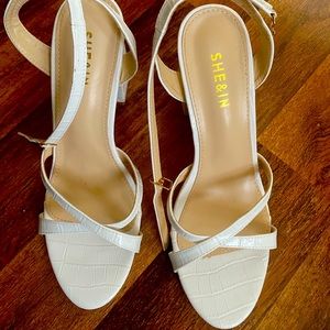 Size 10.5 worn once Shein white block heel sandals